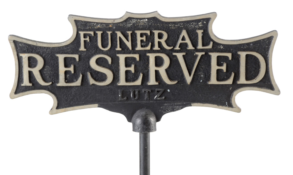 Vintage "Funeral Reserved" Cast Iron Parking Sign