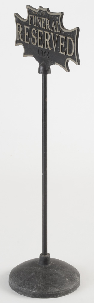 Vintage "Funeral Reserved" Cast Iron Parking Sign