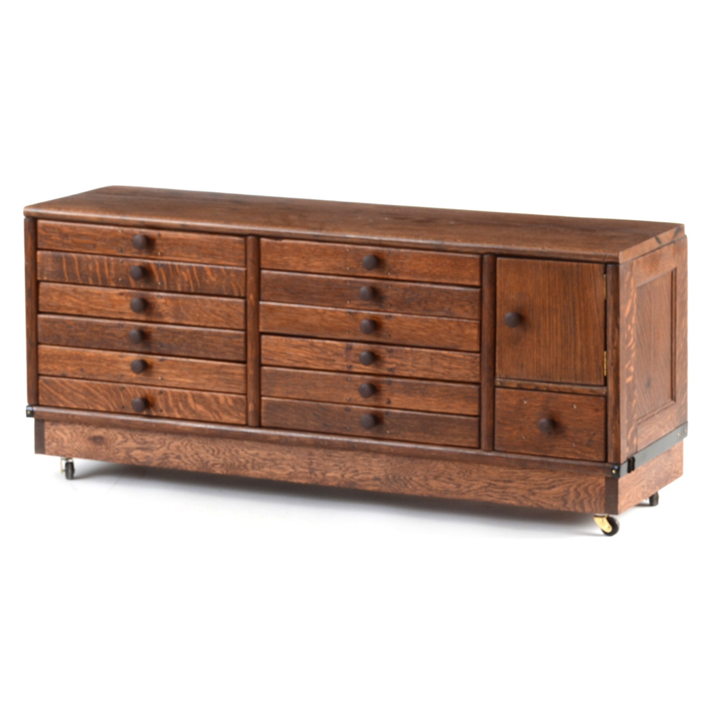 Vintage Oak Typeset Chest