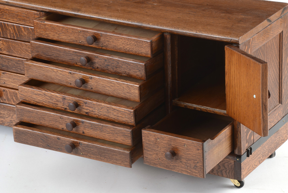 Vintage Oak Typeset Chest