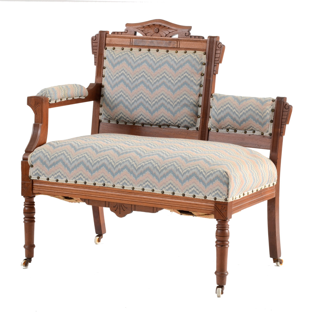 Walnut Eastlake Single-Arm Settee