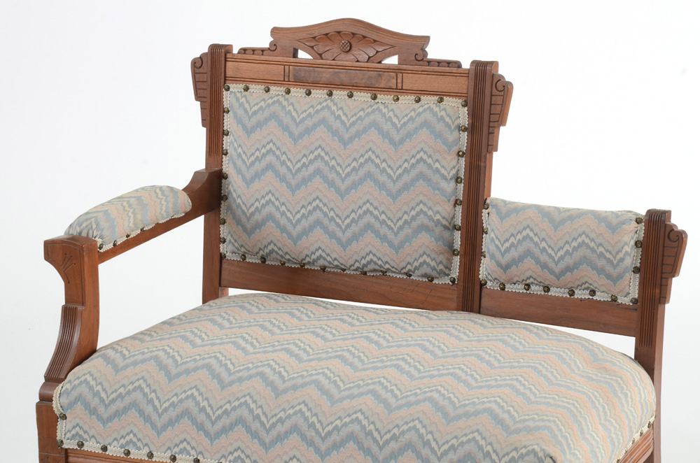 Walnut Eastlake Single-Arm Settee