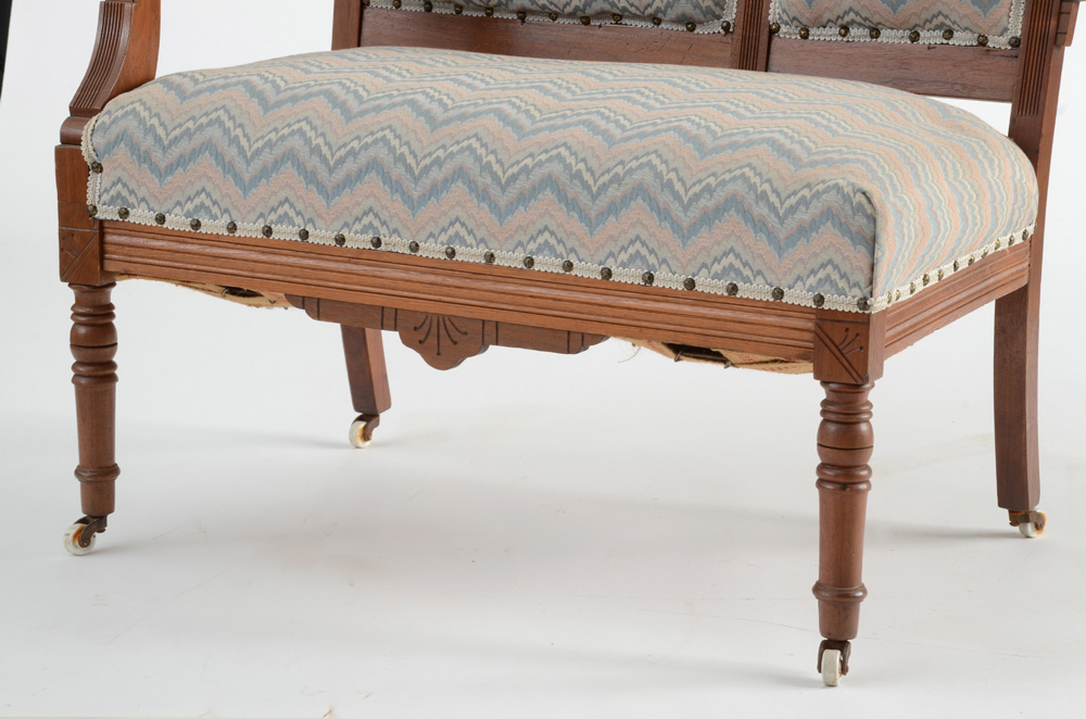 Walnut Eastlake Single-Arm Settee