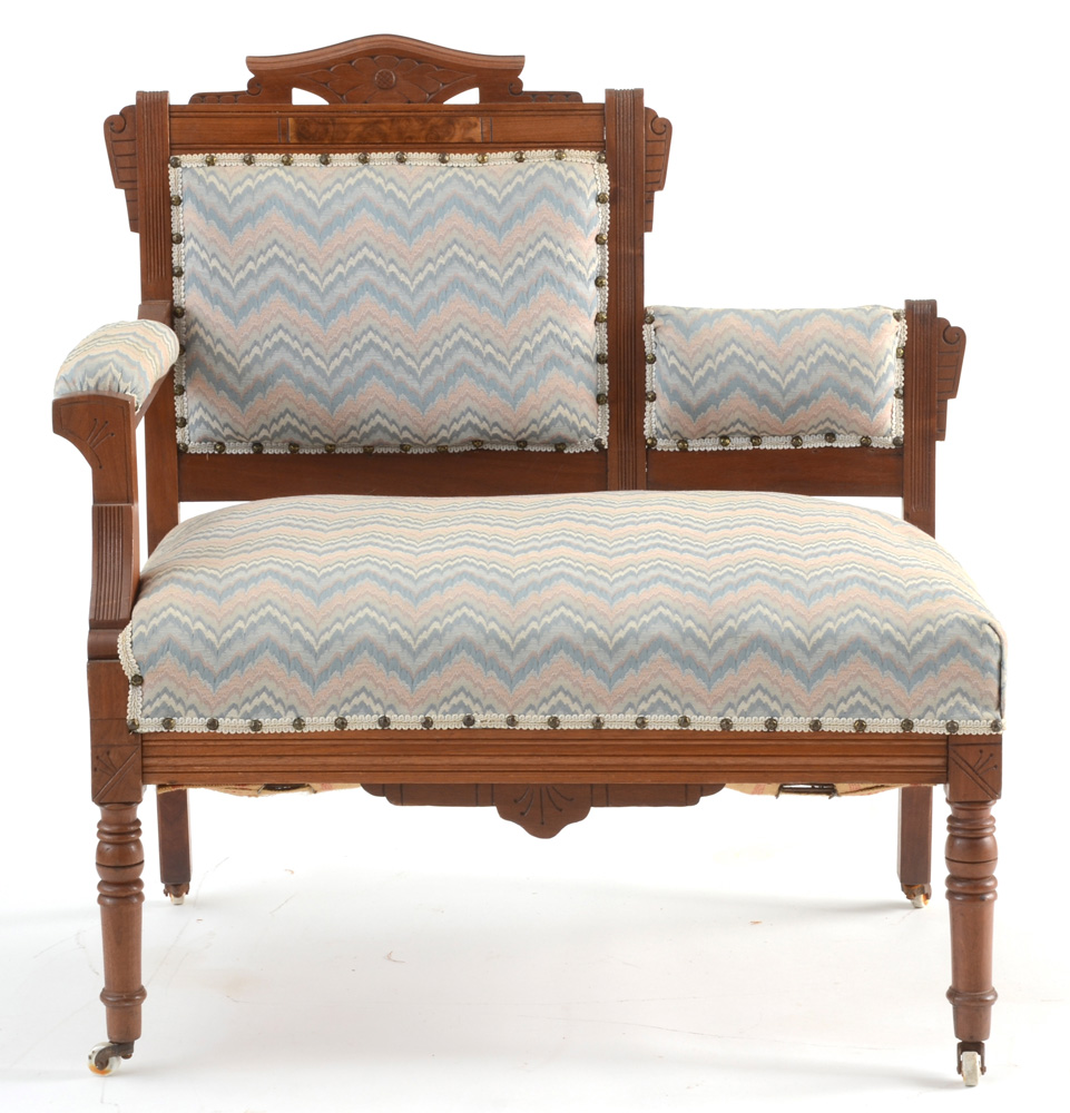 Walnut Eastlake Single-Arm Settee