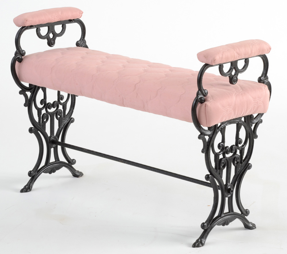 Vintage Cast Iron Bench with Arms