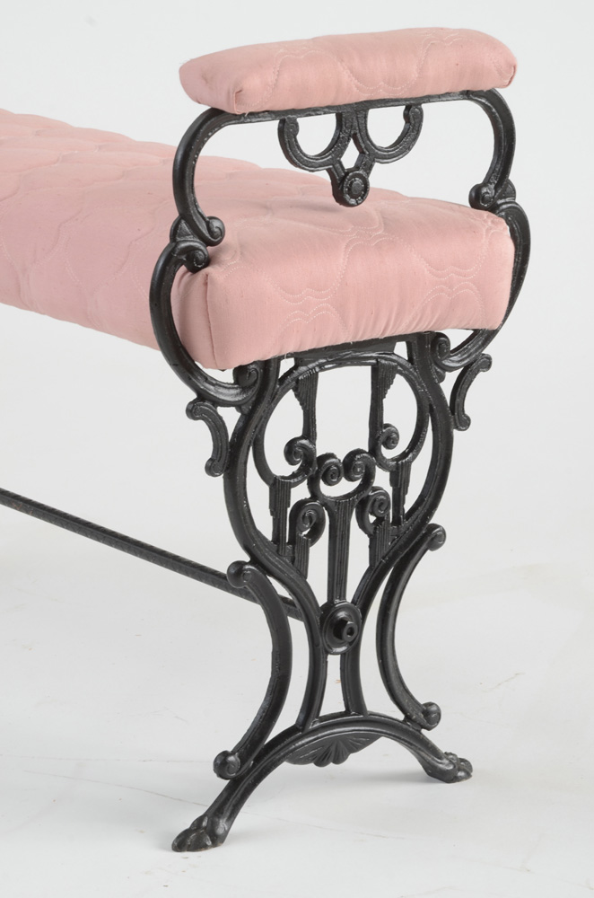 Vintage Cast Iron Bench with Arms