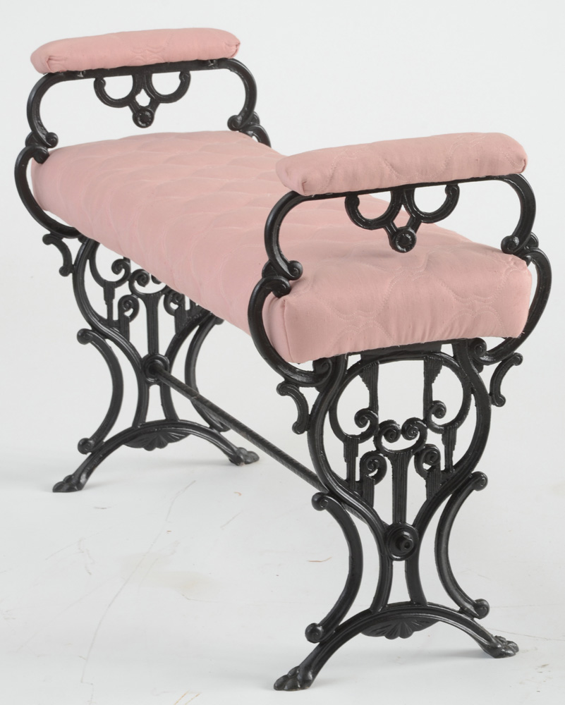 Vintage Cast Iron Bench with Arms
