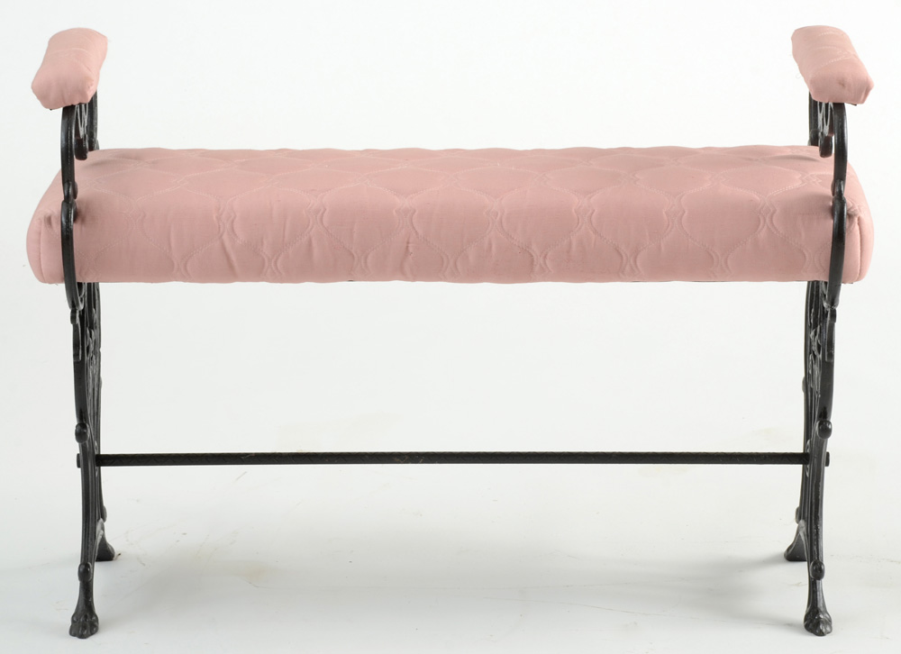 Vintage Cast Iron Bench with Arms
