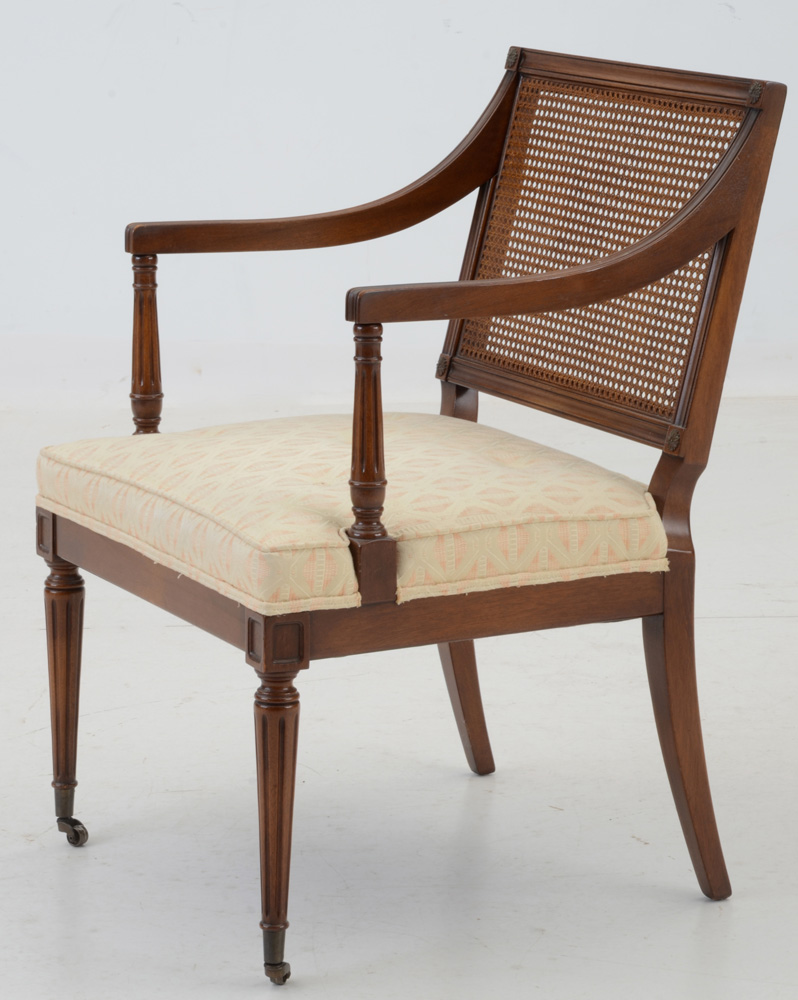 Louis XVI Style Cane Back Arm Chairs