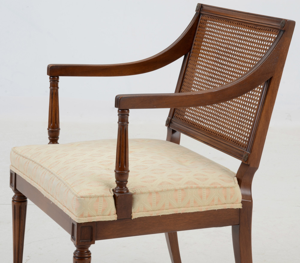 Louis XVI Style Cane Back Arm Chairs