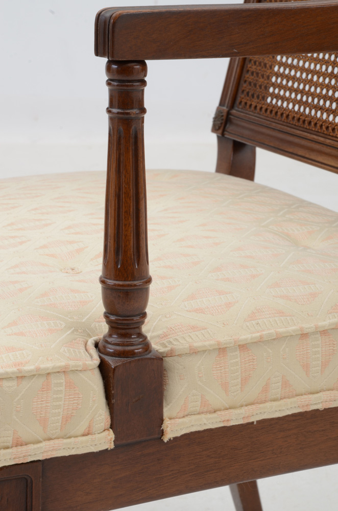 Louis XVI Style Cane Back Arm Chairs