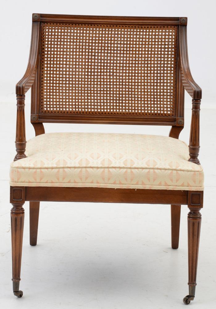 Louis XVI Style Cane Back Arm Chairs
