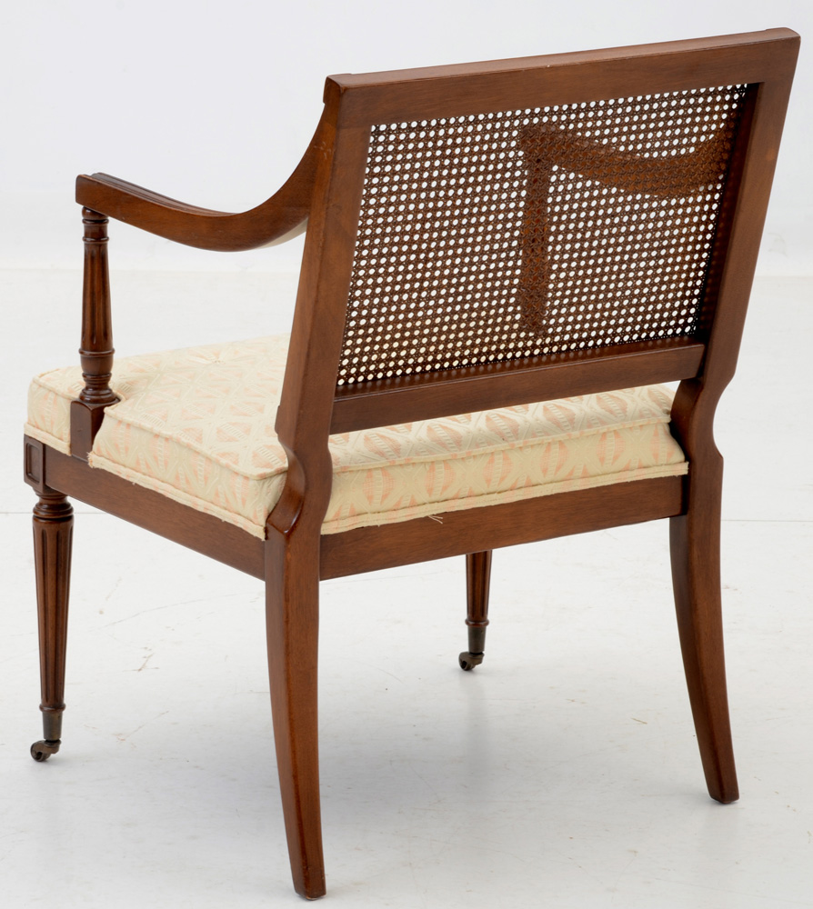 Louis XVI Style Cane Back Arm Chairs