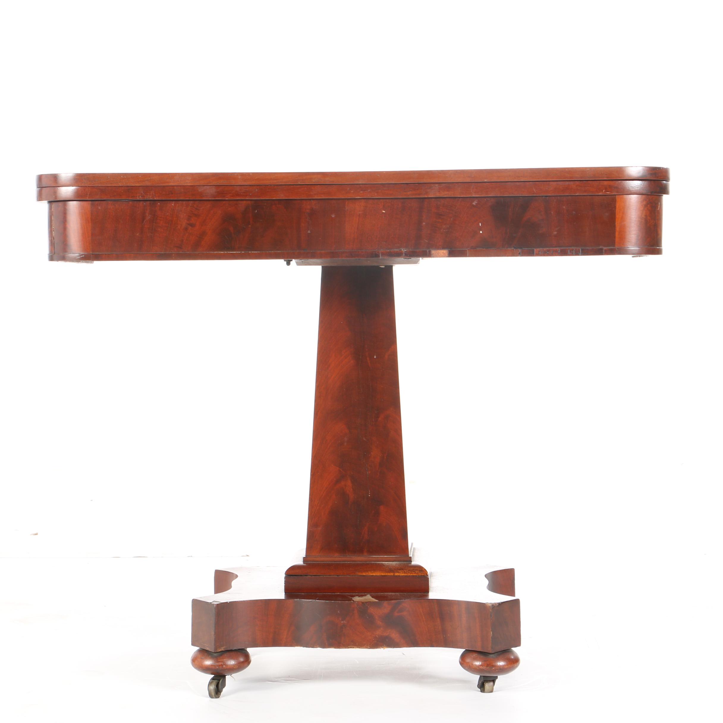 Antique Empire Style Mahogany Flip-Top Game Table