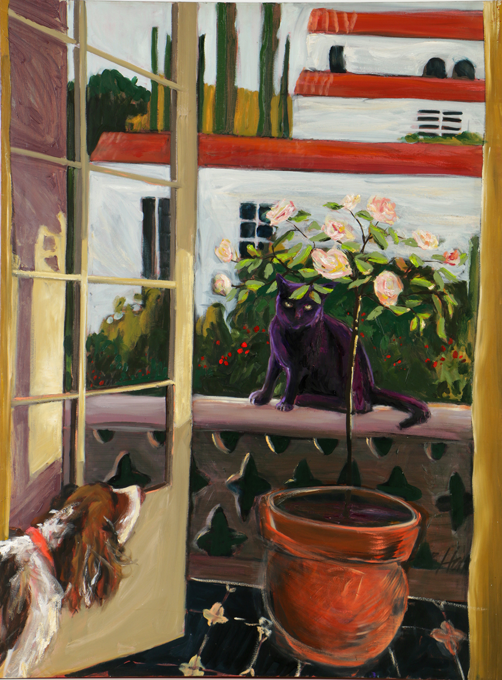 B.B. Hall Oil Painting on Canvas "The Purple Cat 2"