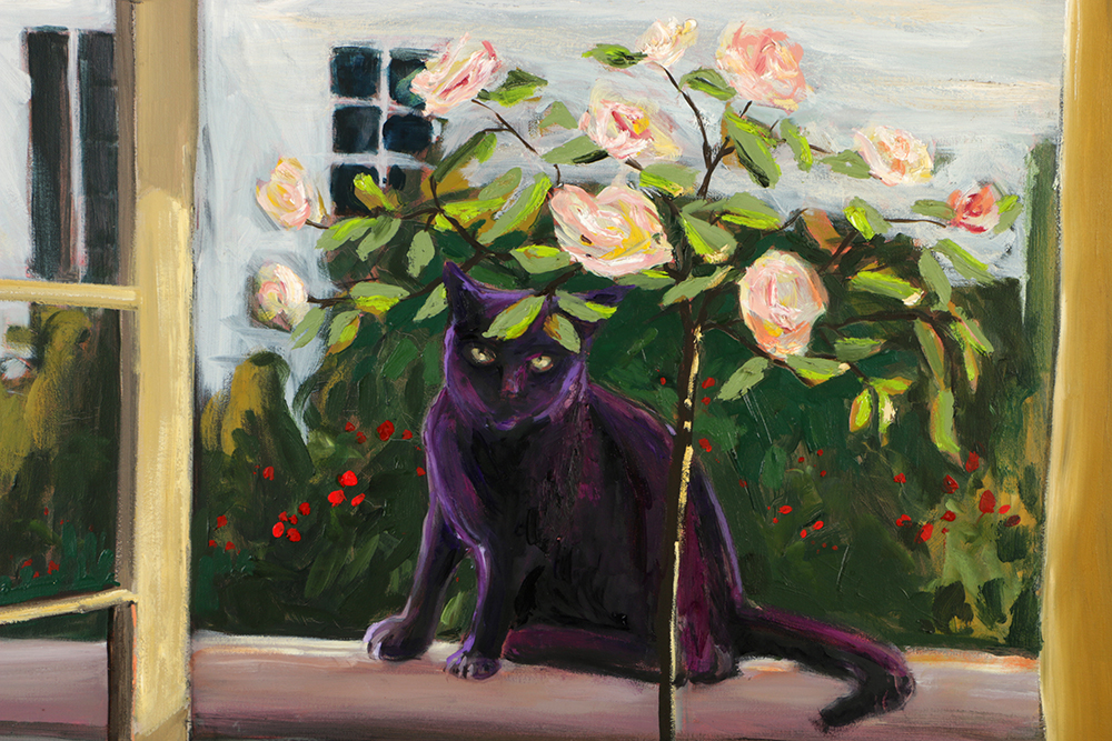 B.B. Hall Oil Painting on Canvas "The Purple Cat 2"