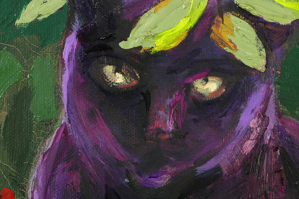 B.B. Hall Oil Painting on Canvas "The Purple Cat 2"