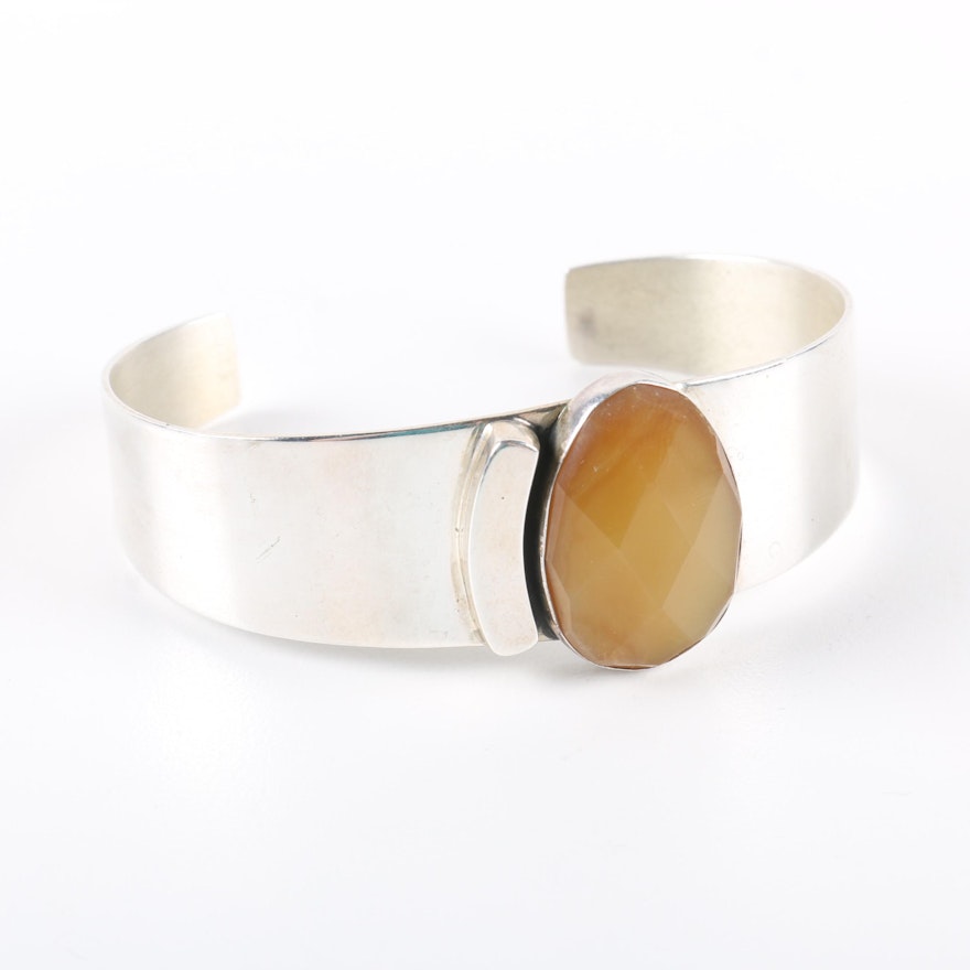 Jay King Sterling Cuff With Agate Stone