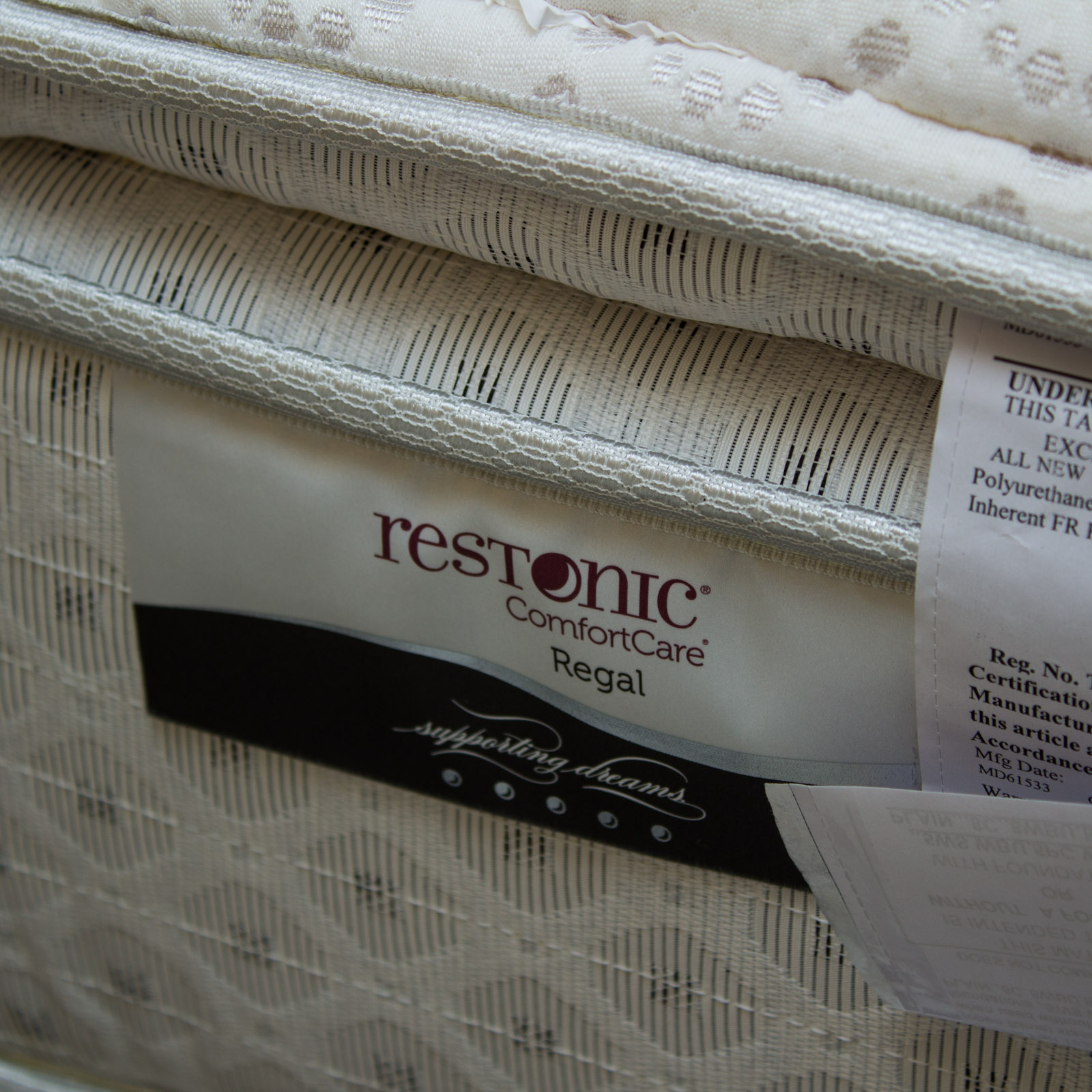 Dark Walnut Twin Bed Headboard With Metal Frame and Mattress