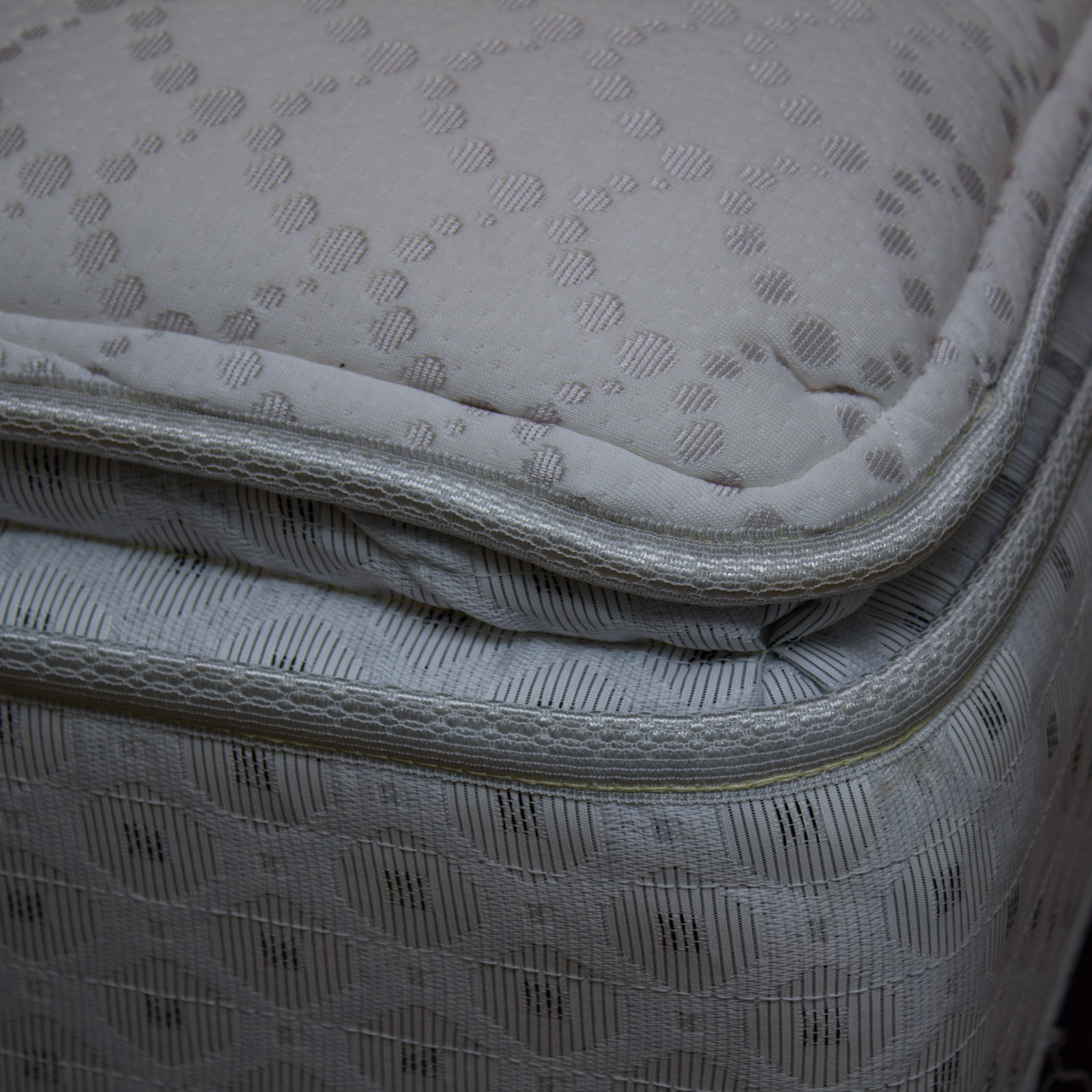 Dark Walnut Twin Bed Headboard With Metal Frame and Mattress