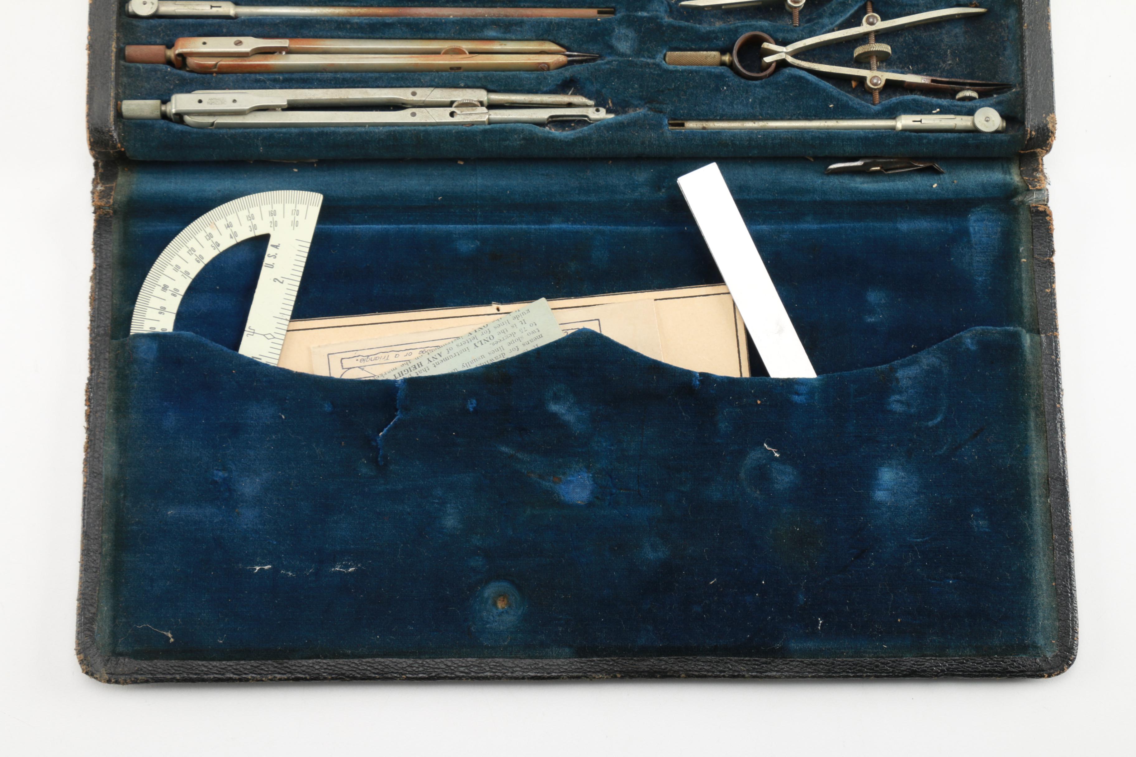 Vintage Dietzgen Drafting Tools With Case