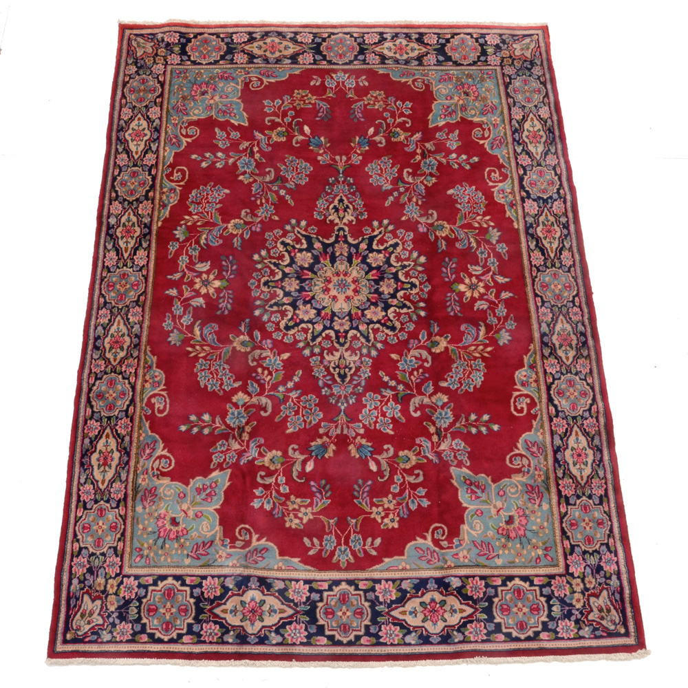 Hand-Knotted Kerman Wool Pile Area Rug