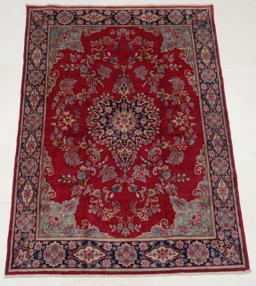 Hand-Knotted Kerman Wool Pile Area Rug