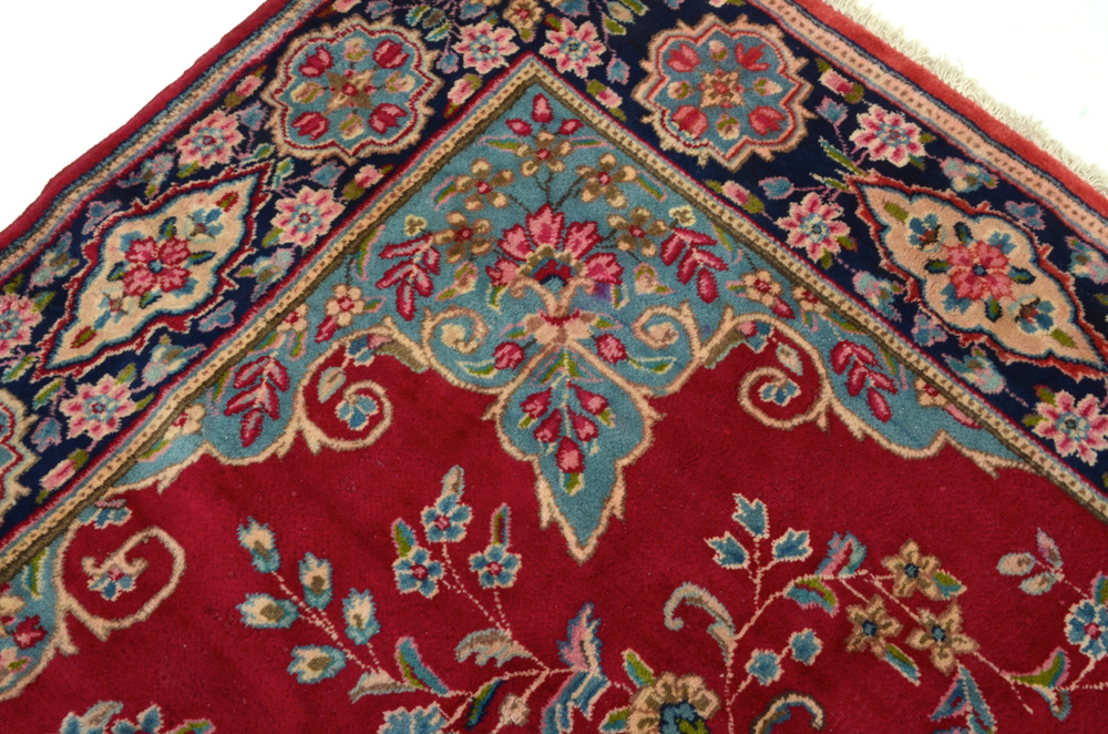 Hand-Knotted Kerman Wool Pile Area Rug