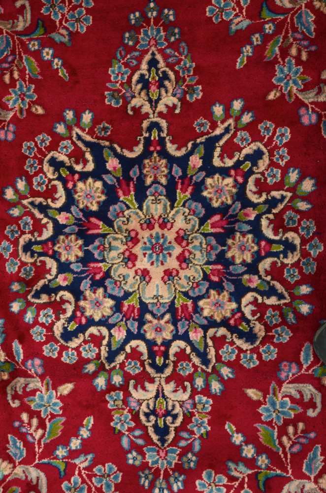 Hand-Knotted Kerman Wool Pile Area Rug