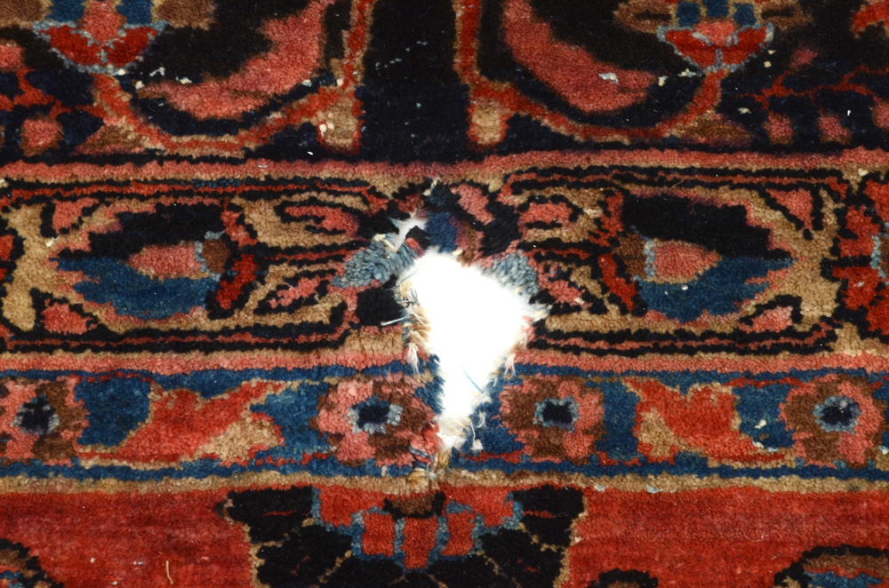 Vintage Room-Sized Hand-Knotted Sarouk Wool Area Rug