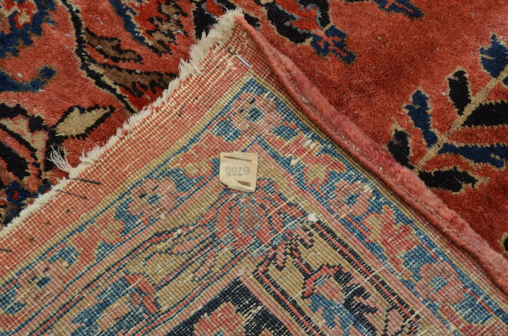 Vintage Room-Sized Hand-Knotted Sarouk Wool Area Rug