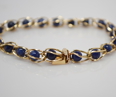14K Yellow Gold Lapis Lazuli Bracelet
