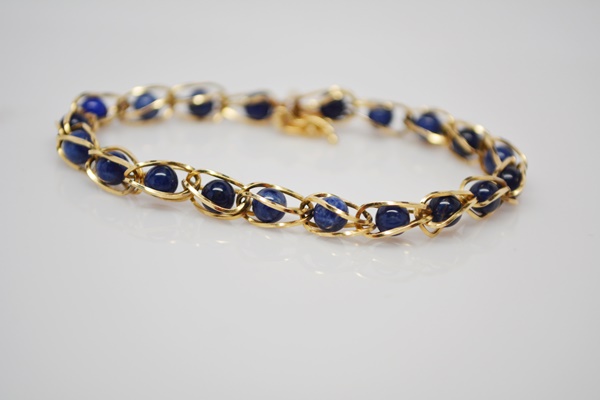 14K Yellow Gold Lapis Lazuli Bracelet