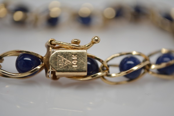 14K Yellow Gold Lapis Lazuli Bracelet