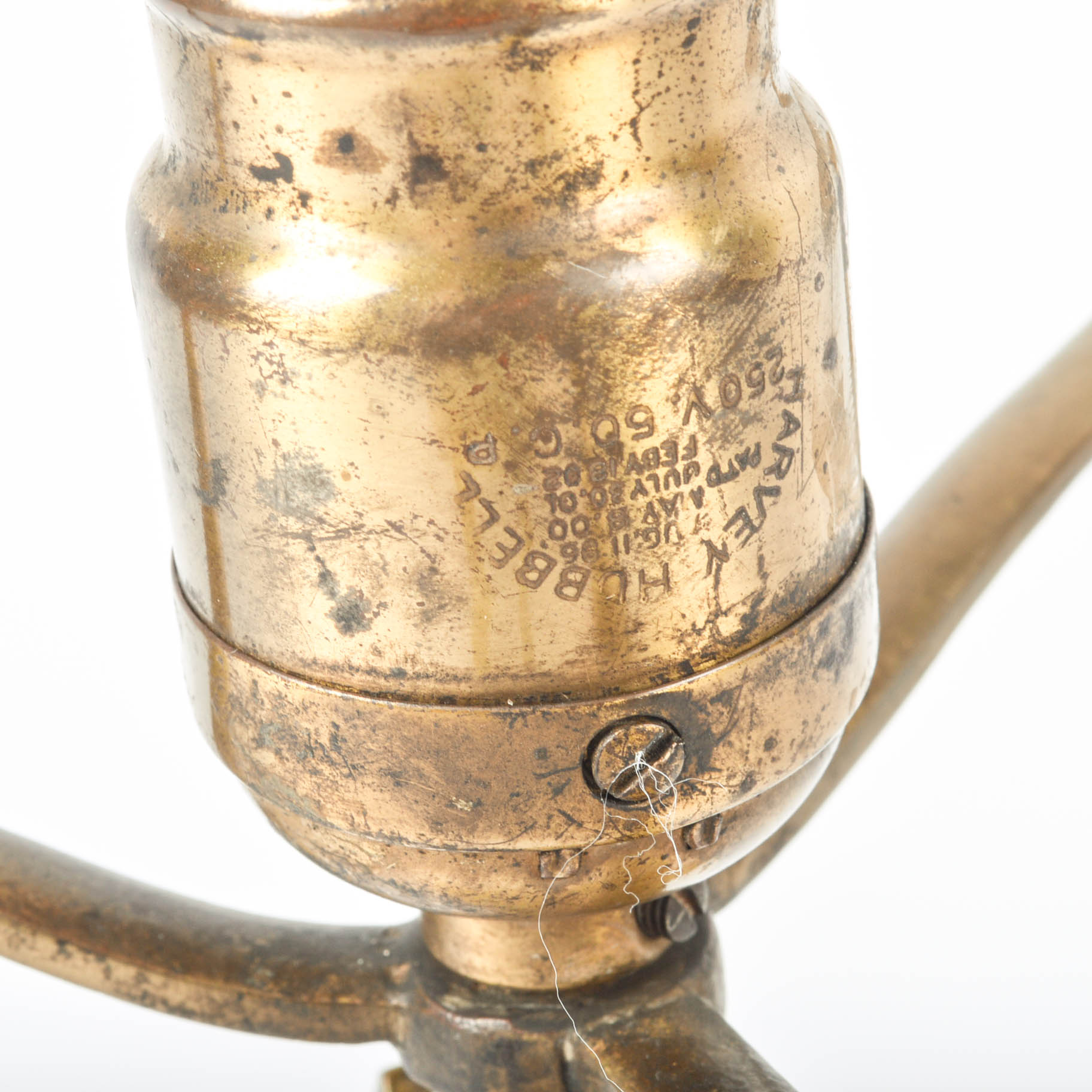 Early 20th Century Brass Accent Lamp With Hubbell Pull-Chain Socket