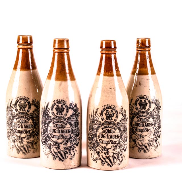 Collection of Pre Prohibition Christian Moerlein Stoneware Quart Bottles