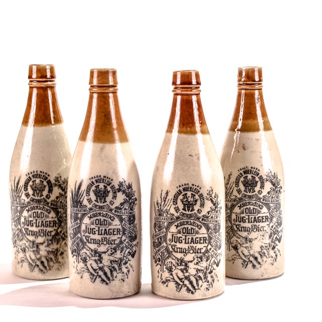 Collection of Pre Prohibition Christian Moerlein Stoneware Quart Bottles