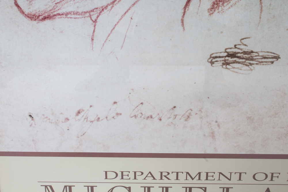 After Michelangelo Offset Lithograph "Studi per la Sibilla Libica from Disegni di Michelangelo"