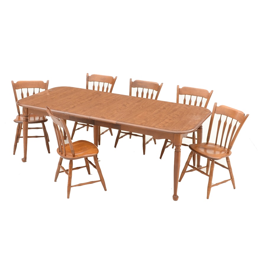 Ethan Allen Maple Dining Table and Six Chairs