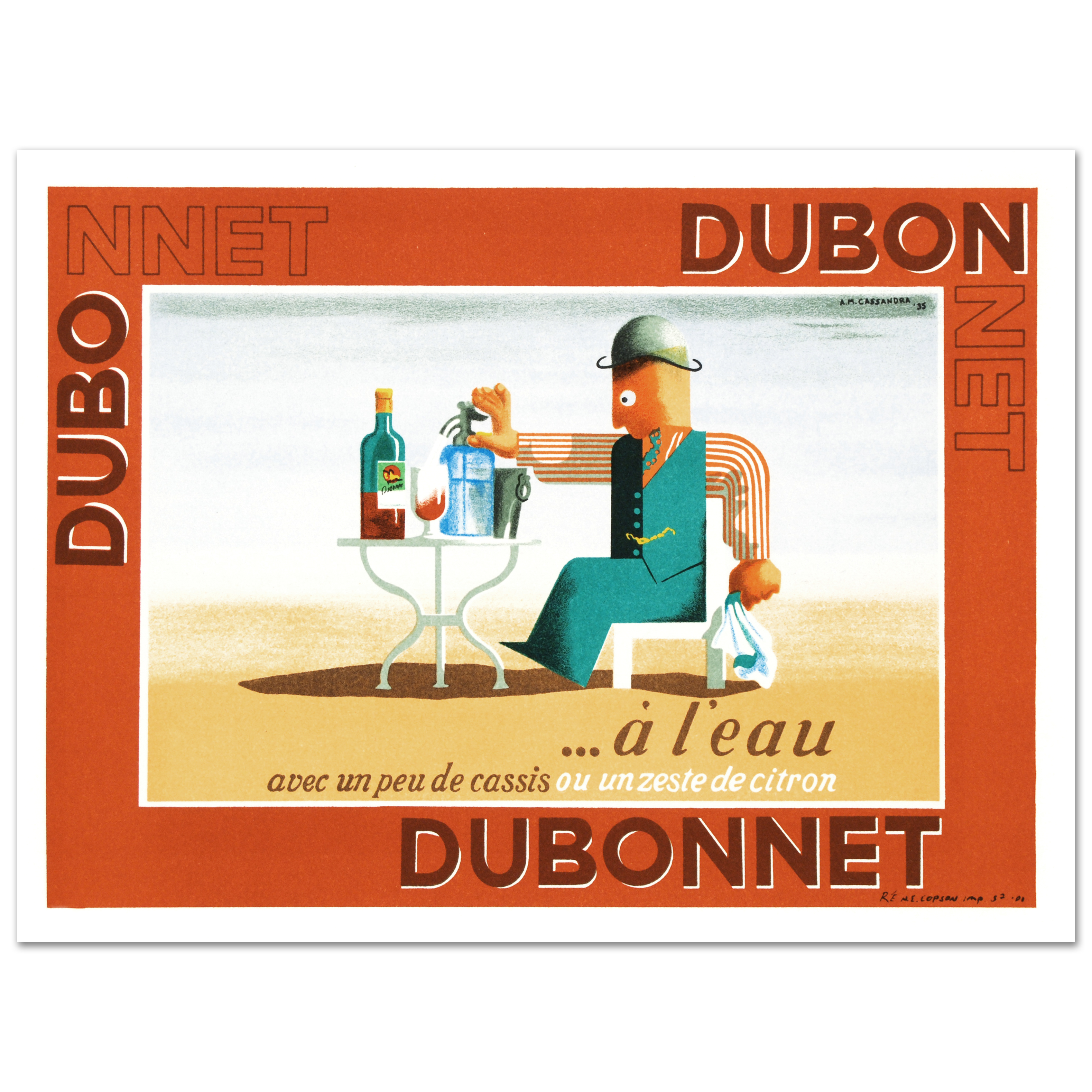After A.M. Cassandra Lithograph "Dubonnet A Leau"