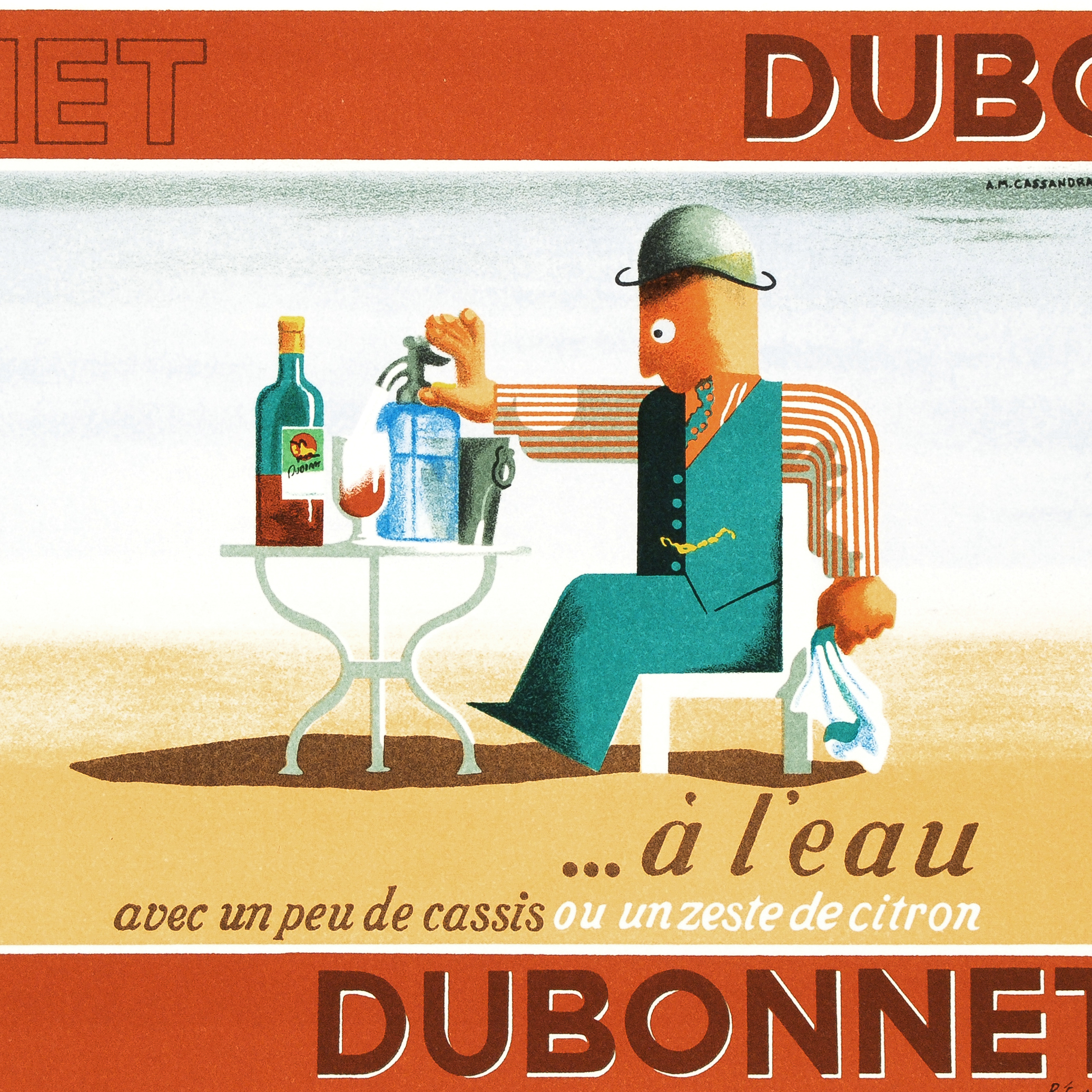 After A.M. Cassandra Lithograph "Dubonnet A Leau"