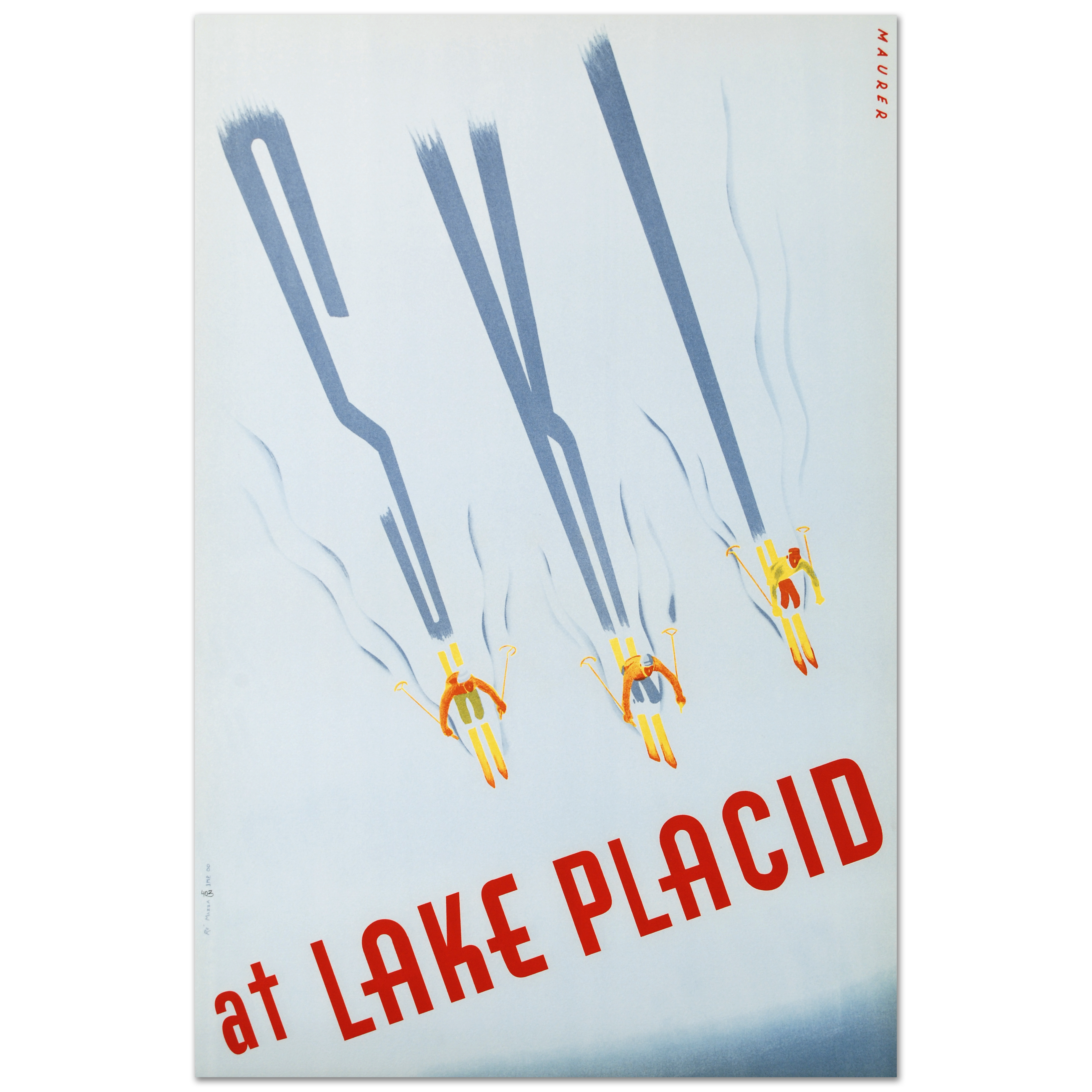 Maurier Lithograph "Ski at Lake Placid"