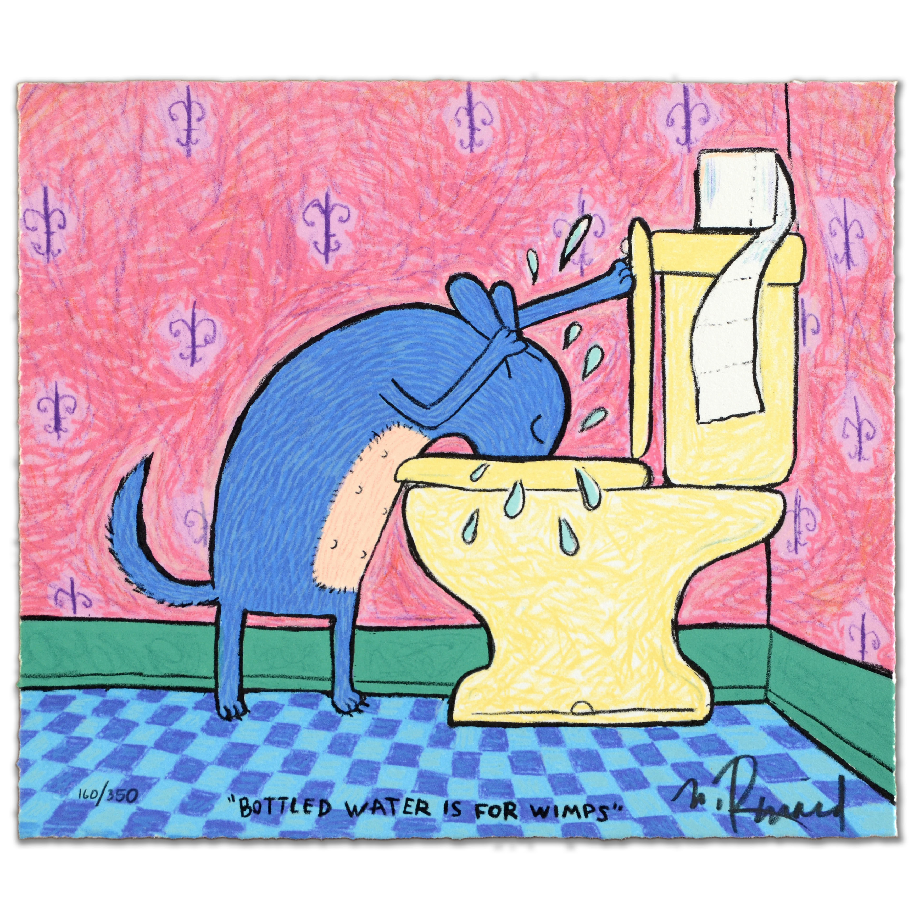 Matt Rinard Signed Limited Edition Hand Pulled Lithograph "Bottled Water is For Wimps"