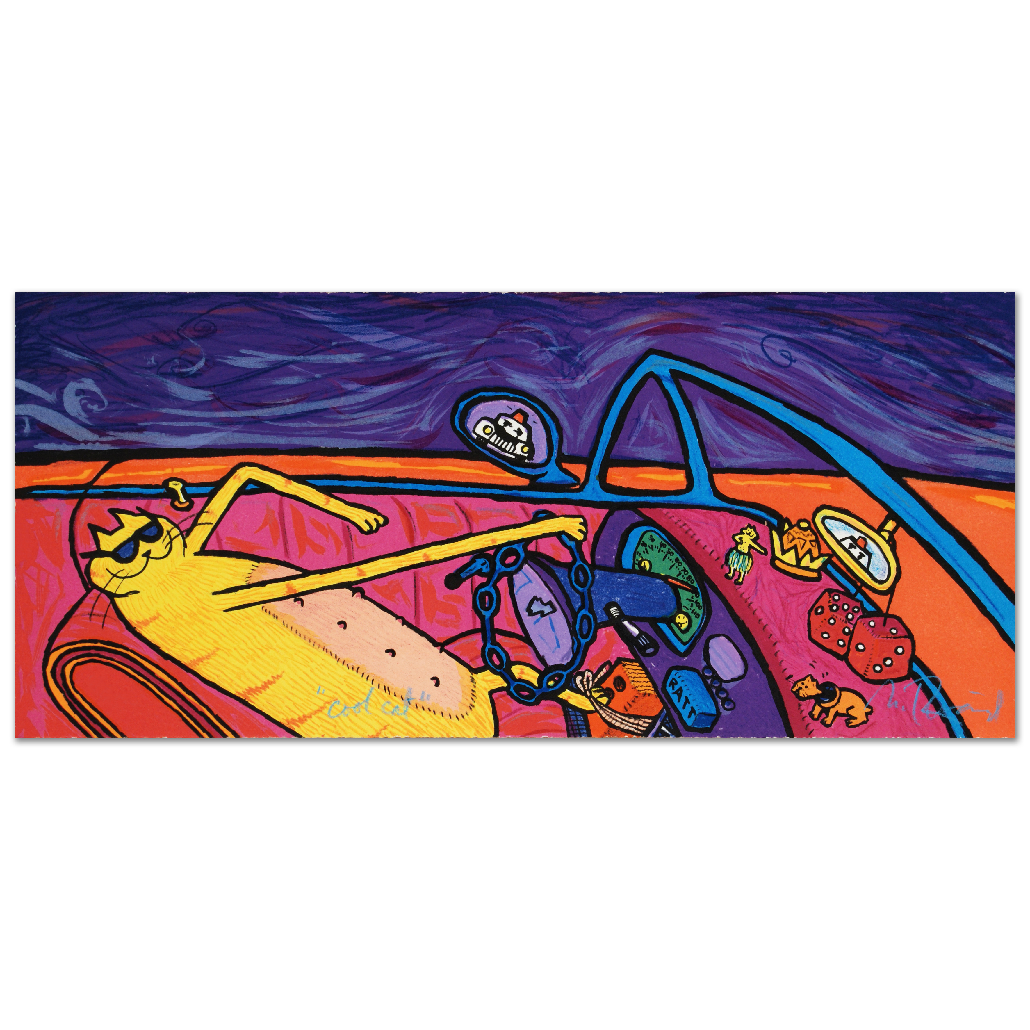 Matt Rinard Signed Limited Edition Hand Pulled Lithograph "Cool Cat By Matt"