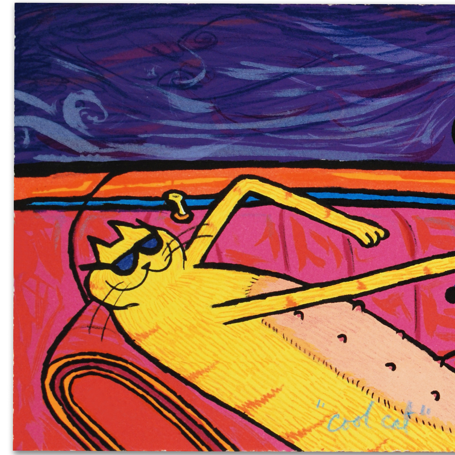 Matt Rinard Signed Limited Edition Hand Pulled Lithograph "Cool Cat By Matt"