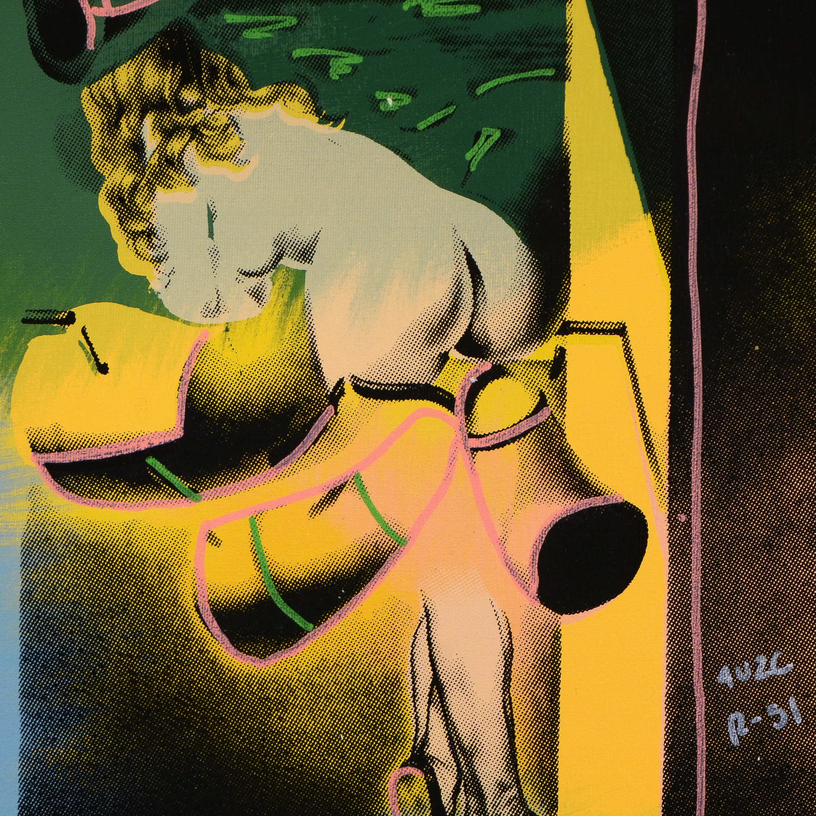 Ringo Hand Pulled Silkscreen and Mixed Media Painting on Canvas "Figure Out of the Window"