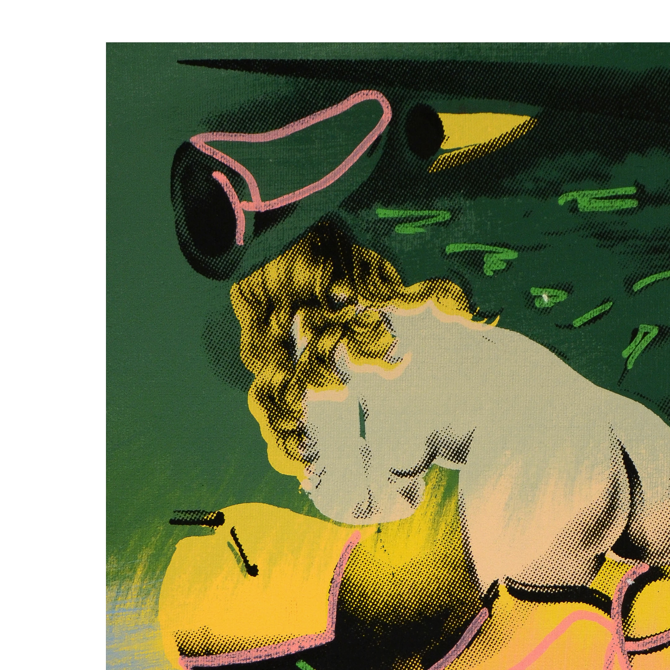 Ringo Hand Pulled Silkscreen and Mixed Media Painting on Canvas "Figure Out of the Window"