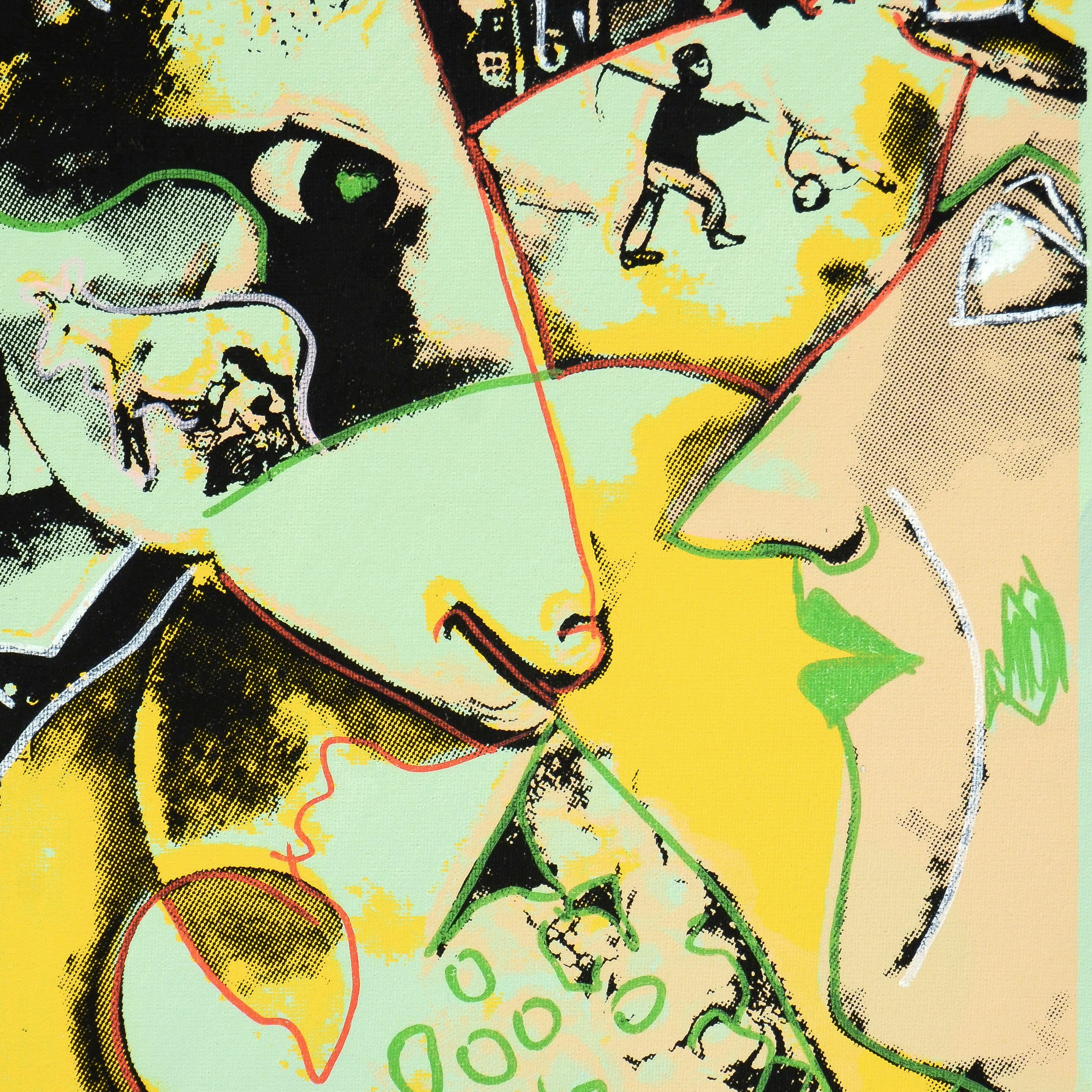 Ringo Mixed Media Painting on Canvas "Farmer and His Cow"