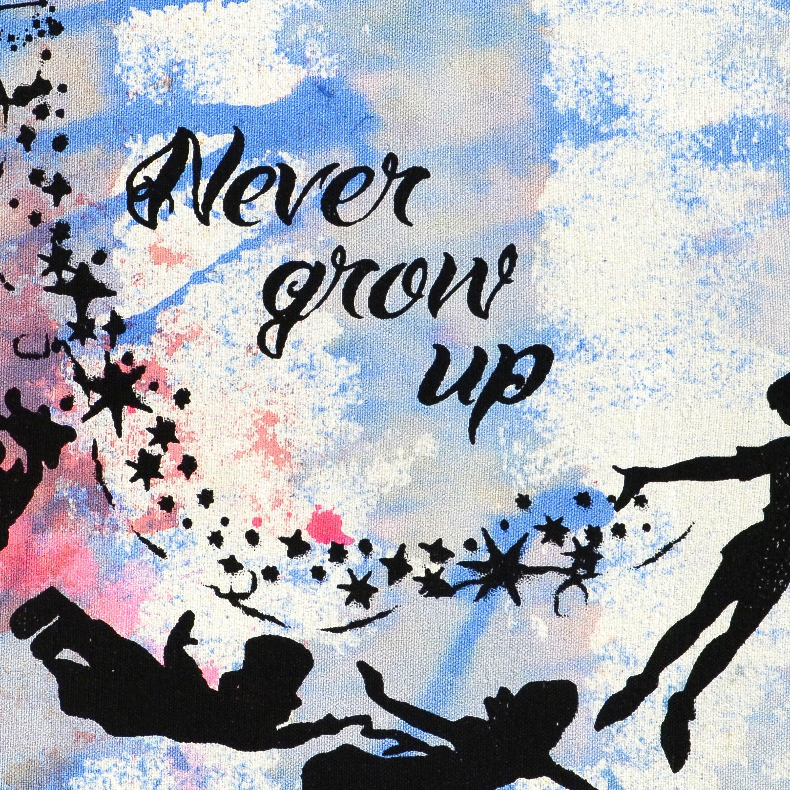 Gail Rodgers Hand Pulled Silkscreen and Acrylic Painting "Never Grow Up"