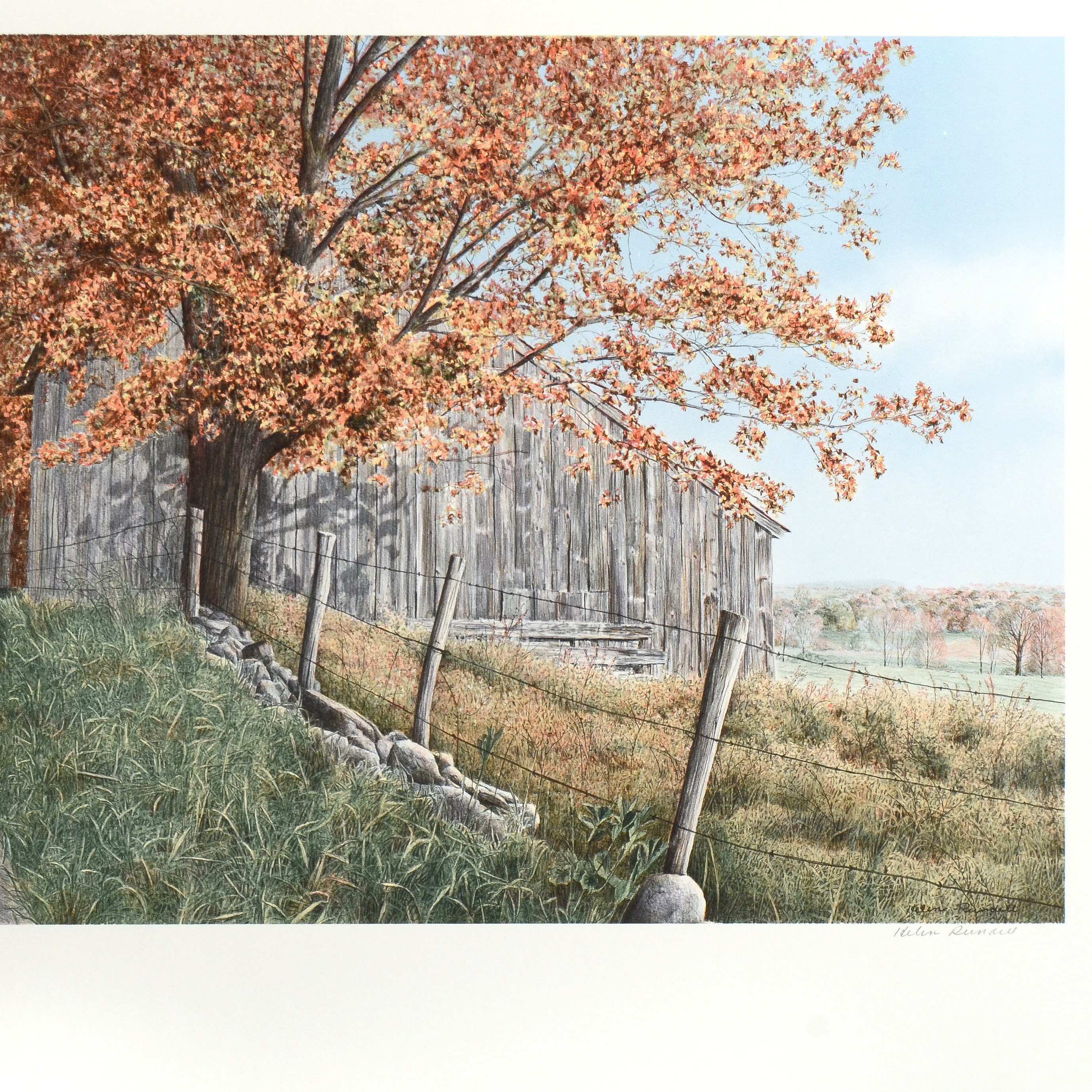 Helen Rundell Signed Limited Edition Lithograph "Round the Bend"